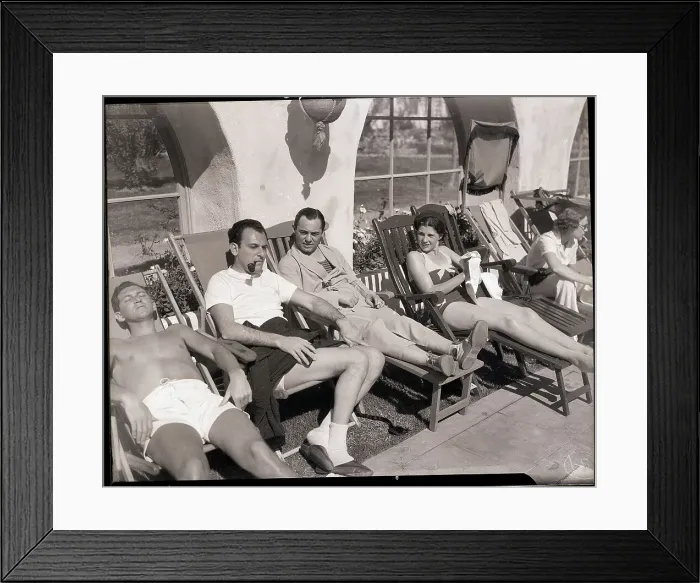 Framed Print : Richard Rodgers and Moss Hart with Sunbathers Framed Print : Richard Rodgers and Moss Hart with Sunbathers