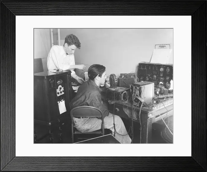 Framed Print : Amateur Radio Operators Working During Earthquake Framed Print : Amateur Radio Operators Working During Earthquake