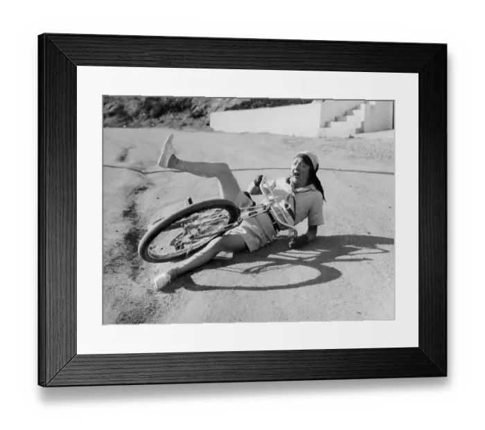 Framed Print : Fritzi Ridgeway Falling Off Bicycle Framed Print : Fritzi Ridgeway Falling Off Bicycle