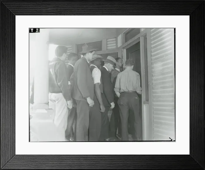Framed Print : Protesting Unemployed Men Entering Abandoned House