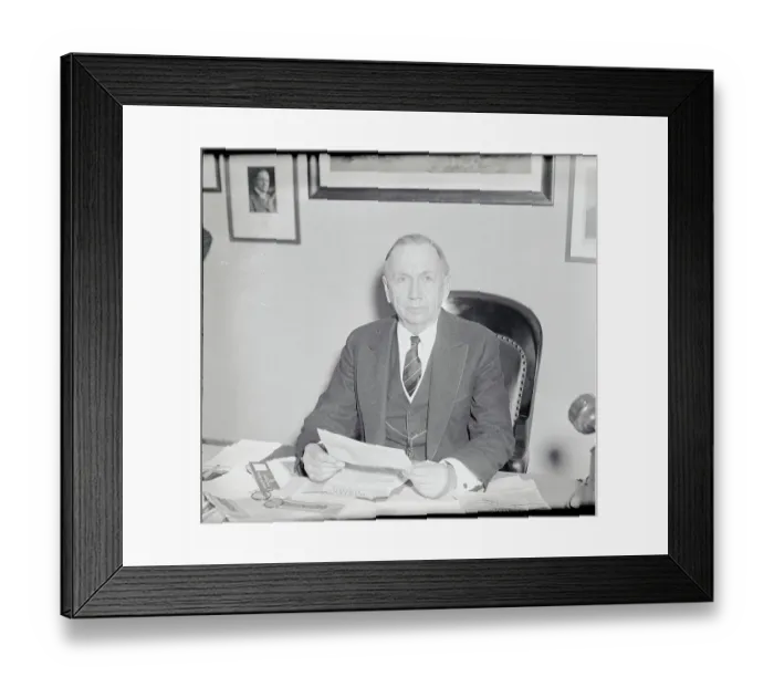 Framed Print : Secretary of Commerce Daniel C. Roper with Document at His Desk