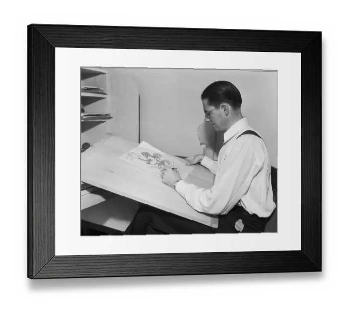 Framed Print : Animator Drawing Mickey Mouse at Disney Studios Framed Print : Animator Drawing Mickey Mouse at Disney Studios