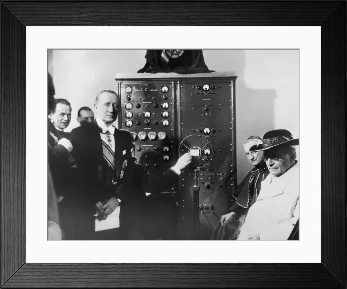 Framed Print : Marconi and Pope Listen to Radio Framed Print : Marconi and Pope Listen to Radio