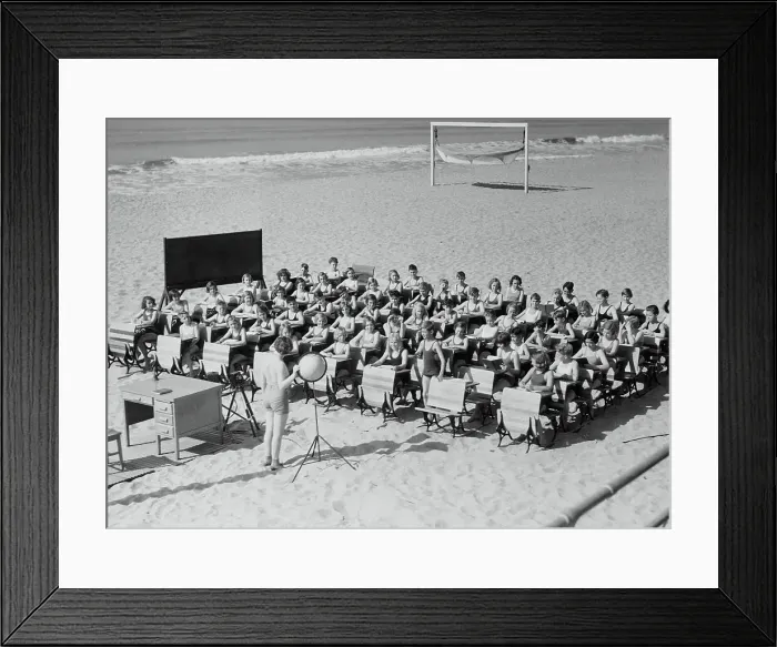 Framed Print : Children Having Class on the Beach Framed Print : Children Having Class on the Beach
