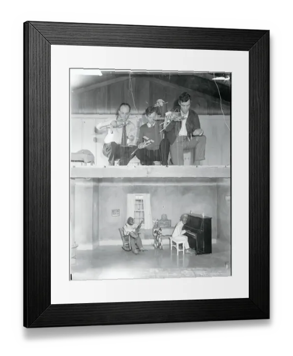 Framed Print : Puppeteers Operating Marionettes Framed Print : Puppeteers Operating Marionettes