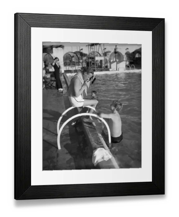 Framed Print : Leslie Howard Photographing Son Framed Print : Leslie Howard Photographing Son