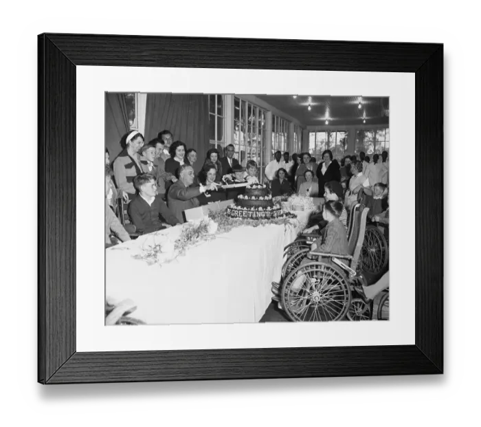 Framed Print : Franklin Roosevelt Cutting a Cake Framed Print : Franklin Roosevelt Cutting a Cake