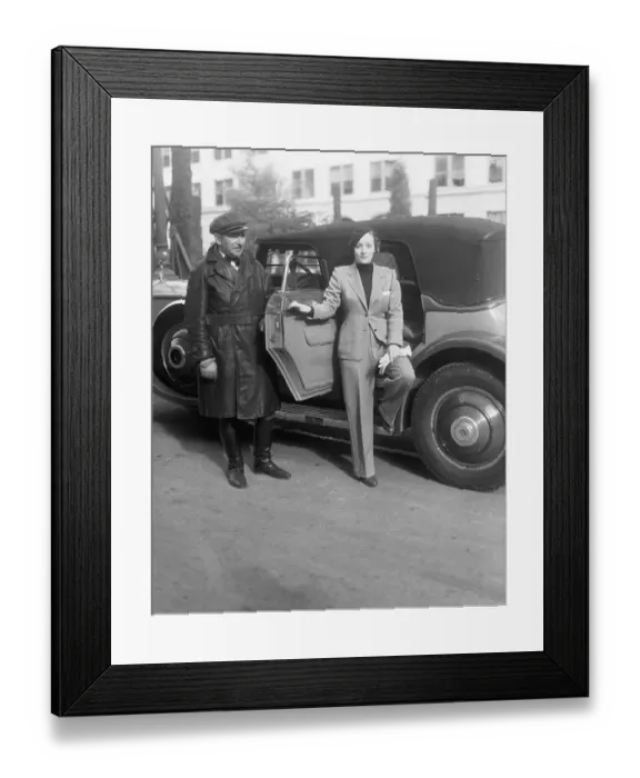 Framed Print : Marlene Dietrich with Chauffeur and Rolls-Royce Framed Print : Marlene Dietrich with Chauffeur and Rolls-Royce