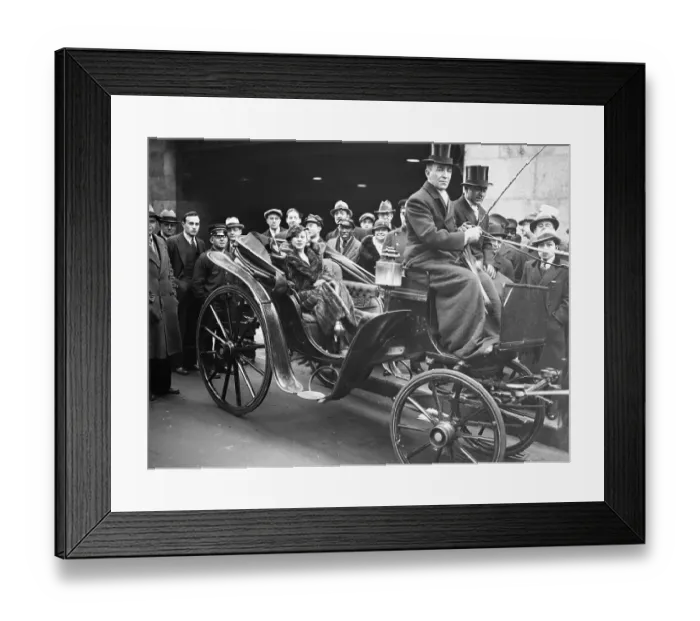 Framed Print : Mae West Riding in Horse Drawn Carriage Framed Print : Mae West Riding in Horse Drawn Carriage