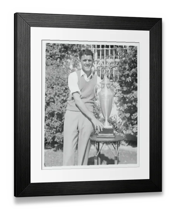 Framed Print : Fred Webb Posing With Trophy Framed Print : Fred Webb Posing With Trophy