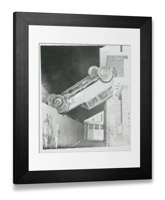Framed Print : Upside Down Car