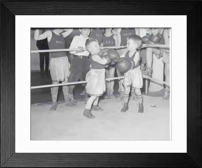 Framed Print : Boys Boxing at Naval Academy Program Framed Print : Boys Boxing at Naval Academy Program