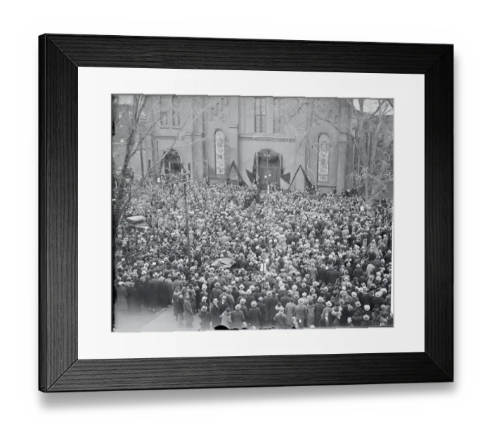 Framed Print : Crowd Gathered Outside Church Framed Print : Crowd Gathered Outside Church