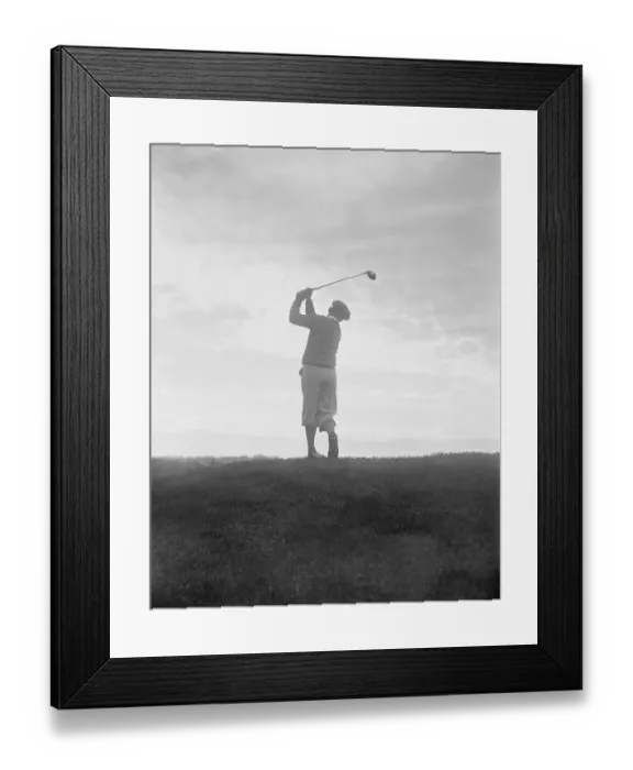 Framed Print : Silhouette of Golfer Swinging Club