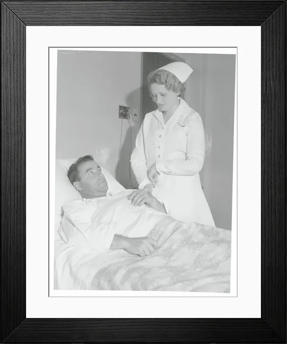 Framed Print : Nurse Taking Gene Sarazen's Pulse Framed Print : Nurse Taking Gene Sarazen's Pulse