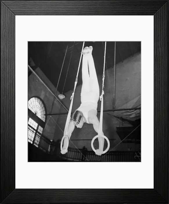 Framed Print : Navy Midshipman on Gym Rings Framed Print : Navy Midshipman on Gym Rings