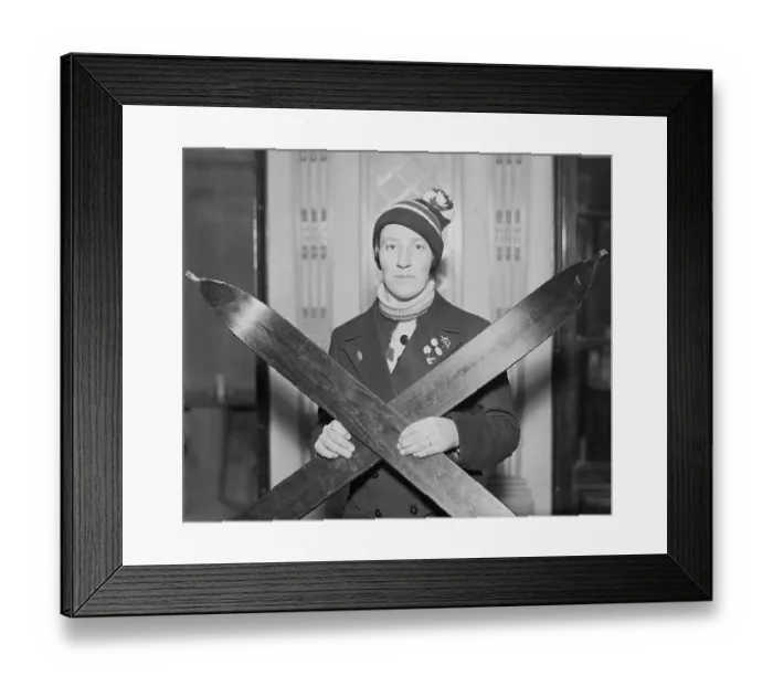 Framed Print : Johanna Kolstad Posing with Skis Framed Print : Johanna Kolstad Posing with Skis