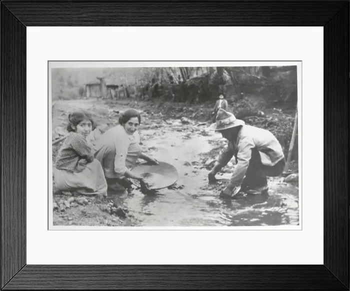 Framed Print : Chileans Panning for Gold Framed Print : Chileans Panning for Gold