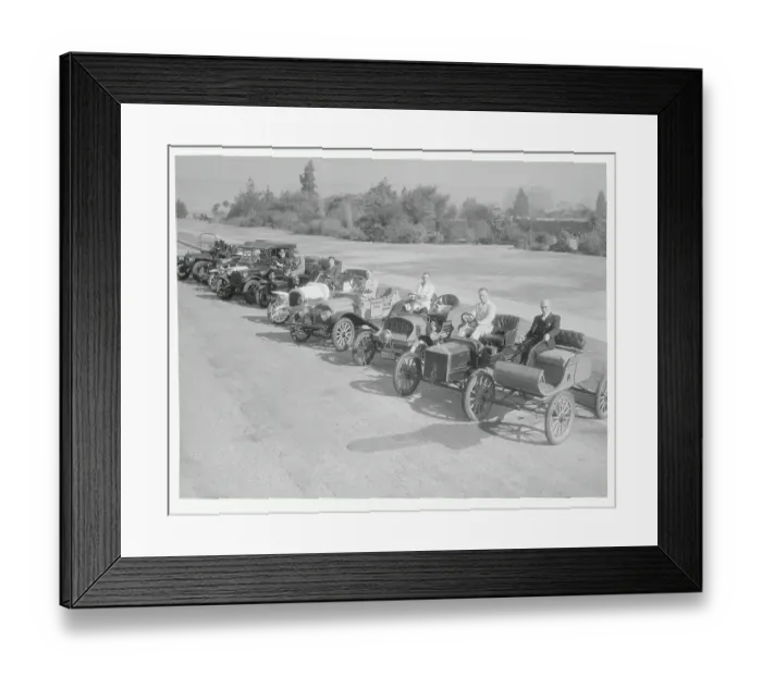 Framed Print : Men Posing With Vintage Cars