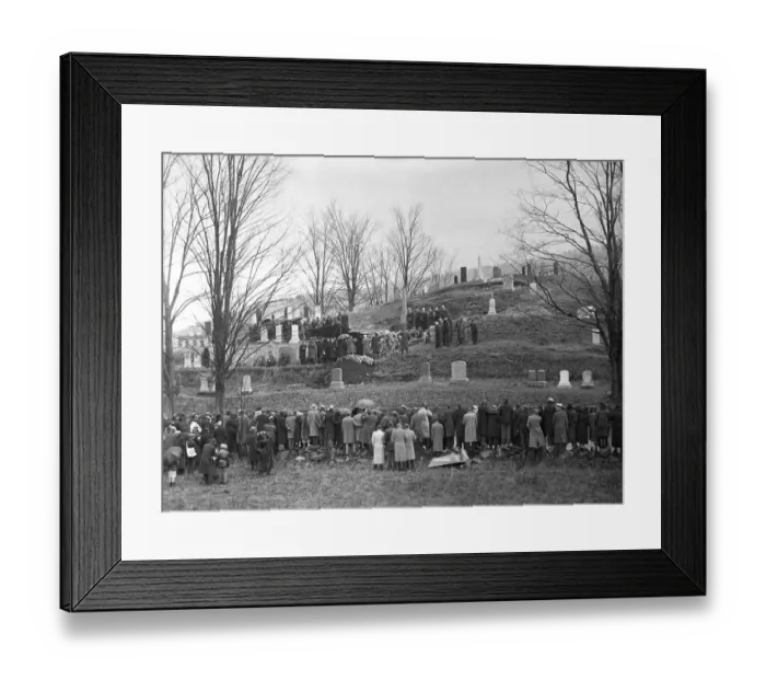 Framed Print : Friends and Family Gathering at Cemetery