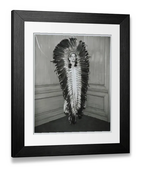 Framed Print : Young Woman Posing in Native American Costume Framed Print : Young Woman Posing in Native American Costume