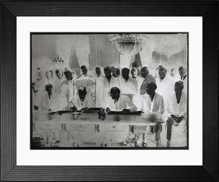 Framed Print : President Coolidge Signing a Peace Treaty