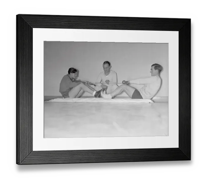 Framed Print : Mildred Didrickson with Johnny Farrell Using Exercise Apparatus Framed Print : Mildred Didrickson with Johnny Farrell Using Exercise Apparatus