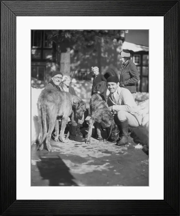 Framed Print : Clark Gable and Richard Bennett with Dogs Framed Print : Clark Gable and Richard Bennett with Dogs