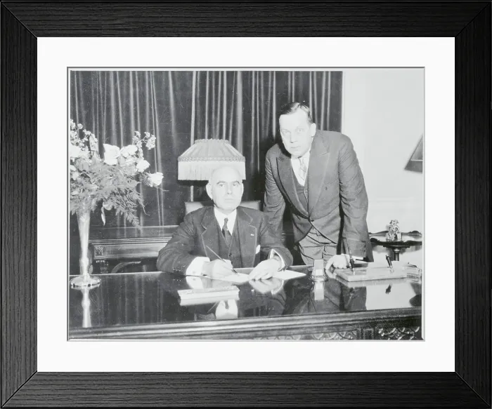 Framed Print : Herbert Lehman Posing at Desk Framed Print : Herbert Lehman Posing at Desk