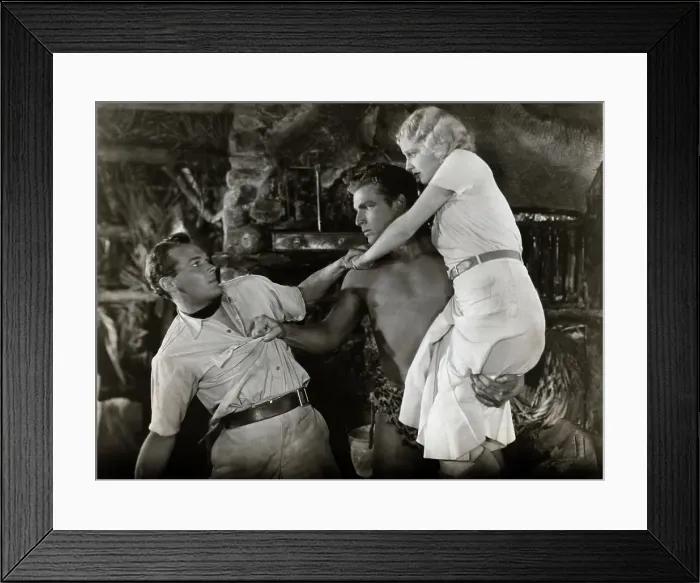Framed Print : Tarzan Holding Woman While Fighting