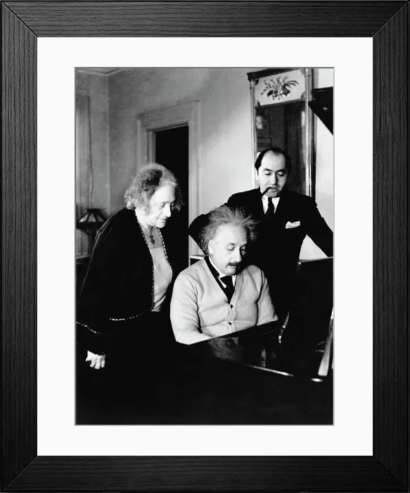 Framed Print : Albert Einstein Playing Piano with Two Observers Framed Print : Albert Einstein Playing Piano with Two Observers