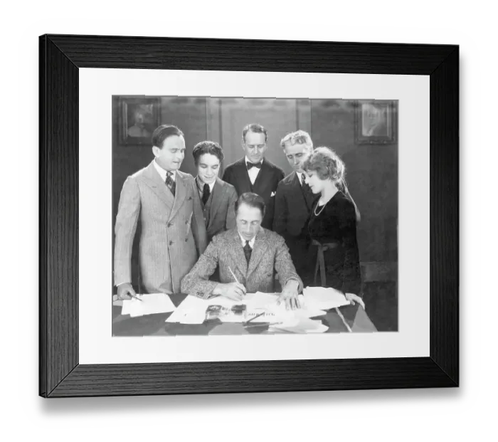 Framed Print : D.W. Griffith Reviewing a Contract Framed Print : D.W. Griffith Reviewing a Contract