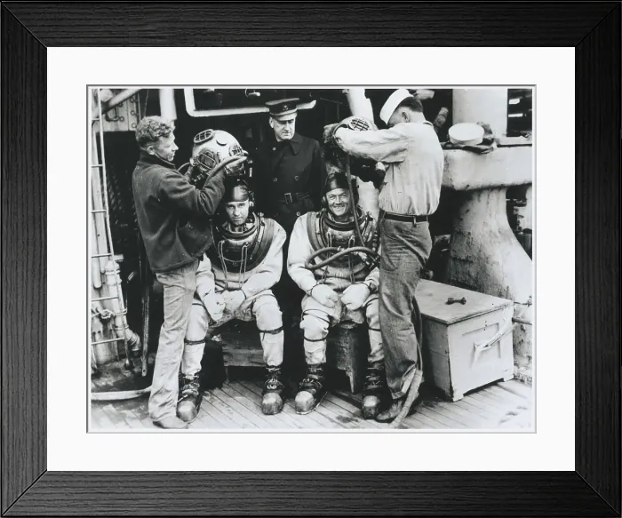 Framed Print : Shipmen Preparing Divers to Search for Missing Wreckage Framed Print : Shipmen Preparing Divers to Search for Missing Wreckage