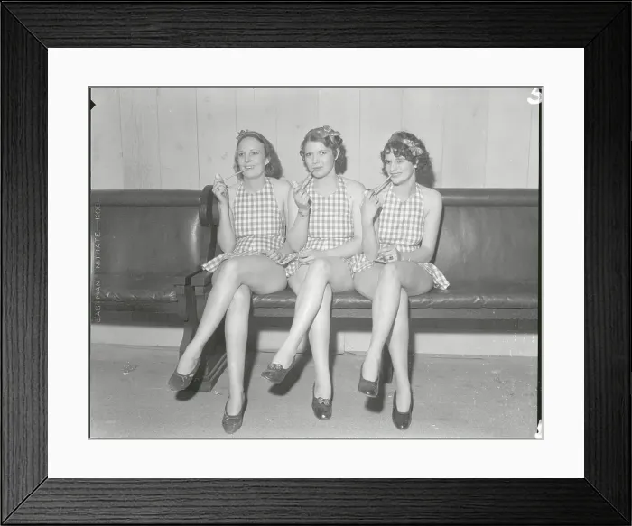 Framed Print : Hat Check Girls on Break at the Hollywood Barn Framed Print : Hat Check Girls on Break at the Hollywood Barn