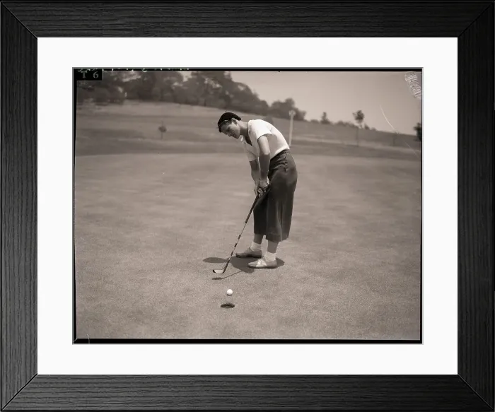 Framed Print : Babe Didrikson Putting on Golf Course Framed Print : Babe Didrikson Putting on Golf Course