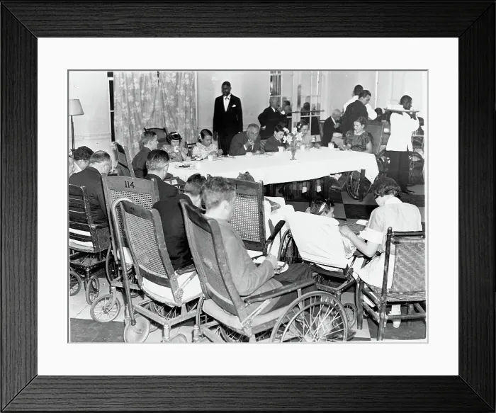 Framed Print : President Roosevelt Dining with Disabled