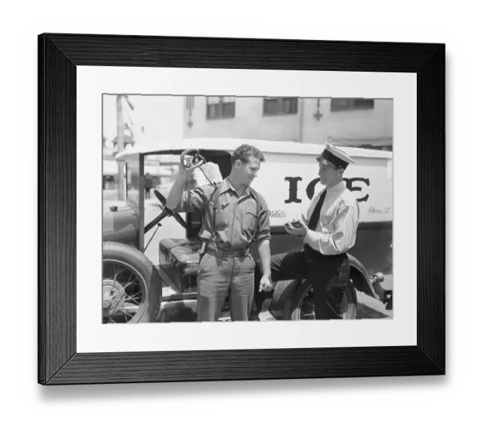 Framed Print : Policeman Garland Matthews with Iceman Gordon Clark Framed Print : Policeman Garland Matthews with Iceman Gordon Clark