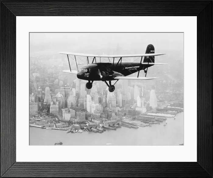 Framed Print : Airplane Flying Near Manhattan Framed Print : Airplane Flying Near Manhattan