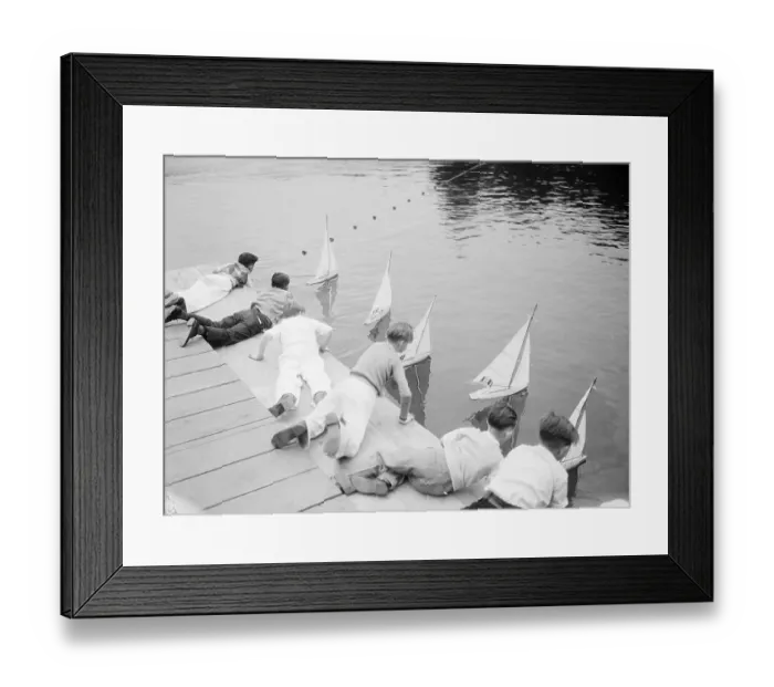 Framed Print : Children with Model Boats Framed Print : Children with Model Boats