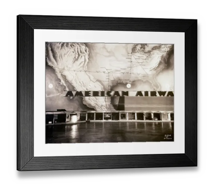 Framed Print : Map of American Airways Routes Framed Print : Map of American Airways Routes