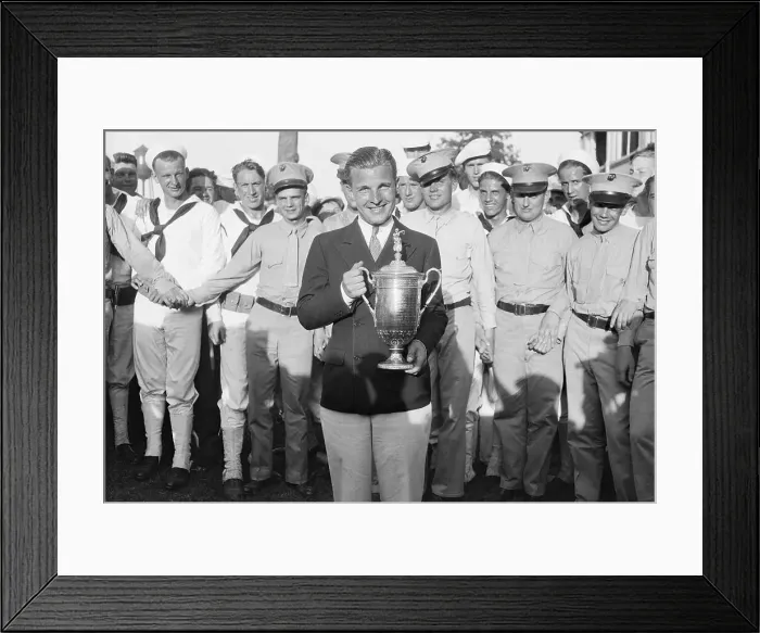 Framed Print : Johnny Goodman with Trophy
