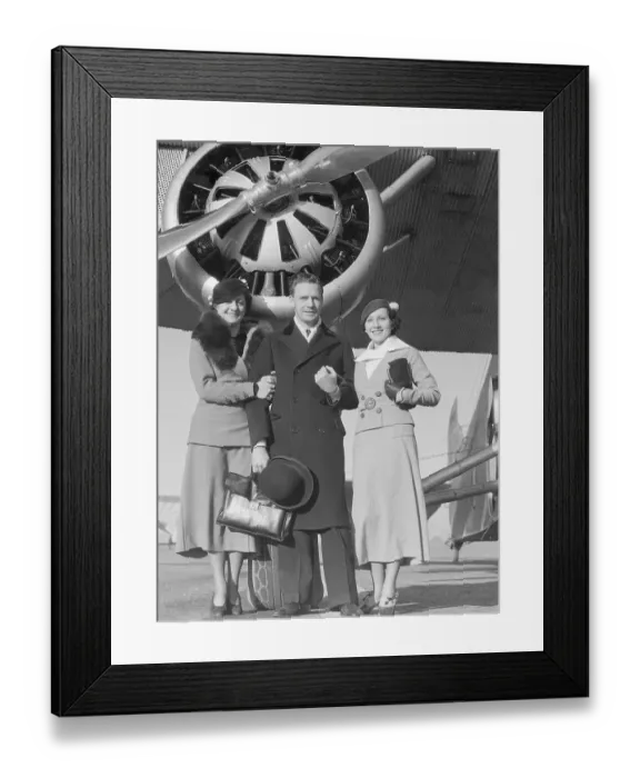 Framed Print : Richard Halliburton Posing with Two Women