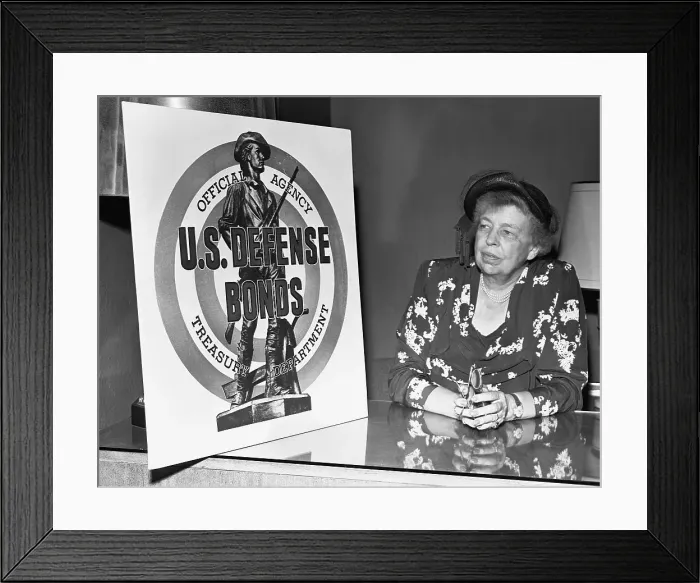 Framed Print : Eleanor Roosevelt and US Defense Bond Poster Framed Print : Eleanor Roosevelt and US Defense Bond Poster