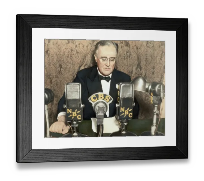 Framed Print : Franklin Roosevelt Delivers Radio Address Framed Print : Franklin Roosevelt Delivers Radio Address