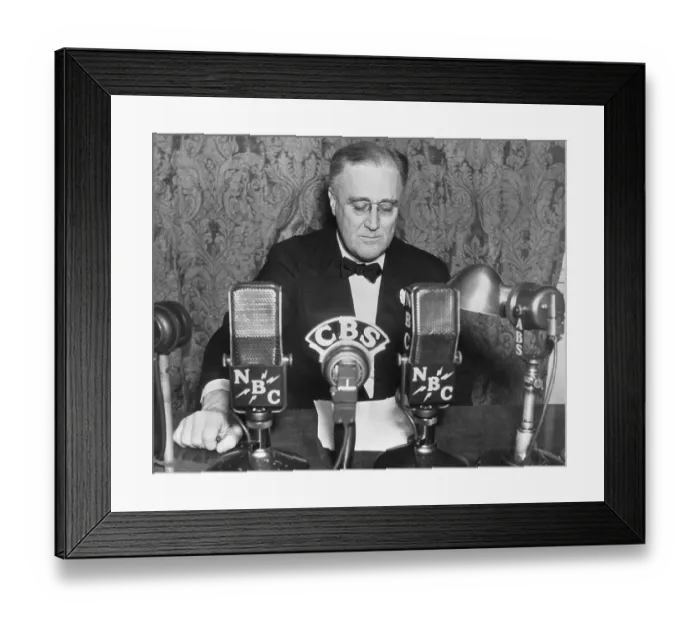 Framed Print : Franklin D. Roosevelt Giving Radio Address Framed Print : Franklin D. Roosevelt Giving Radio Address