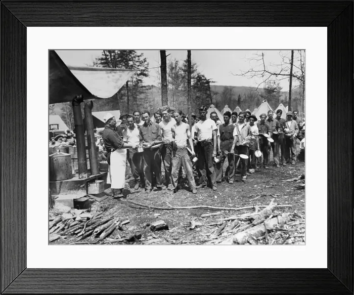 Framed Print : The New Deal: Volunteer Foresters First Day in Camp Framed Print : The New Deal: Volunteer Foresters First Day in Camp