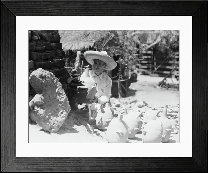 Framed Print : Mexican American Wine Jug Maker