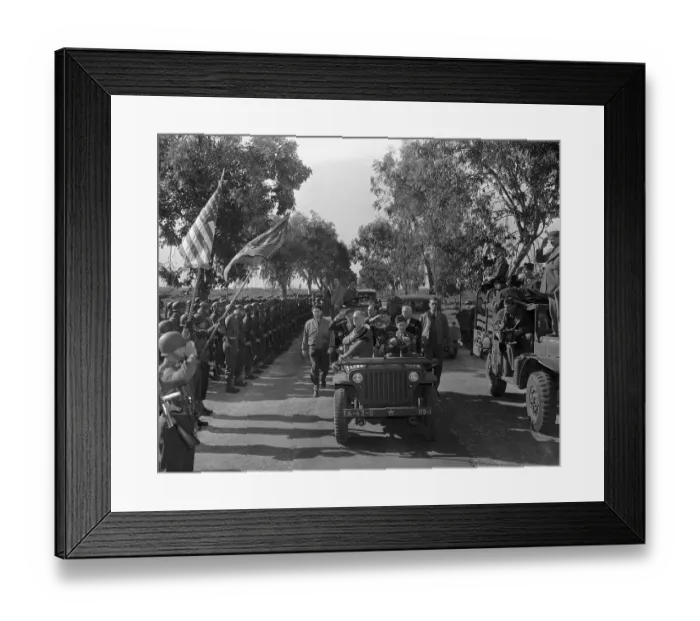 Framed Print : FDR Greeting Troops