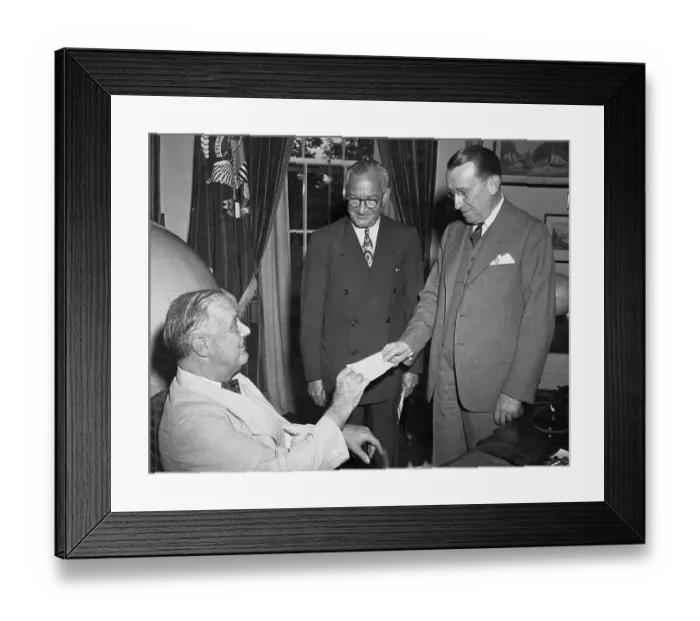 Framed Print : FDR Receives Check Framed Print : FDR Receives Check