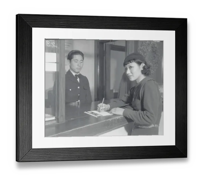 Framed Print : Japanese Actress Toshia Mori at Telegraph Window Framed Print : Japanese Actress Toshia Mori at Telegraph Window